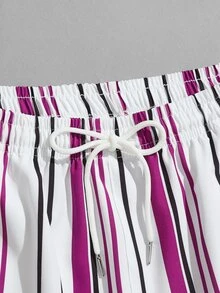 Manfinity Men Striped Drawstring Shorts - Multicolor - View 3