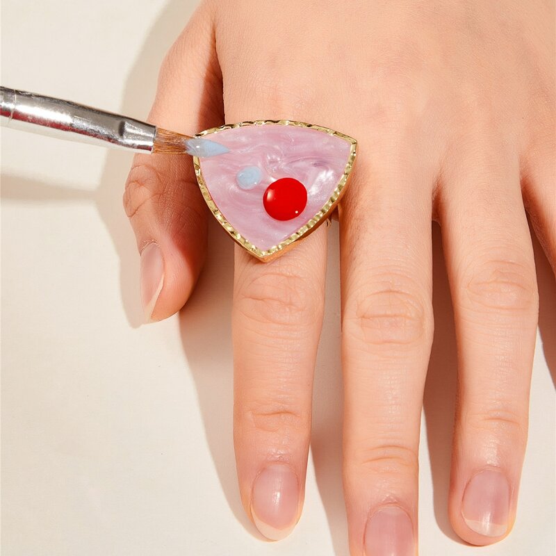 

1pc Nail Art Ring Palette, Pink