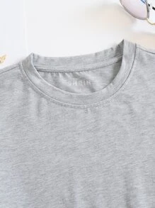 INAWLY 纯色圆领 T 恤 - 淺灰色 - 查看 4