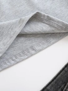 INAWLY 纯色圆领 T 恤 - 淺灰色 - 查看 6