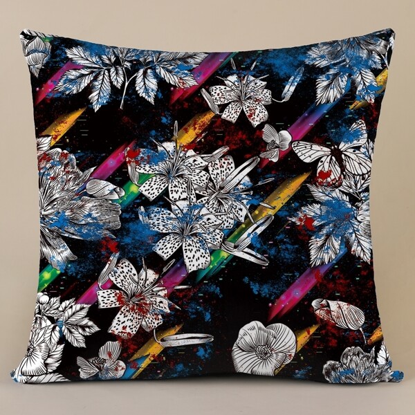 

Flower Print Cushion Cover Without Filler, Multicolor