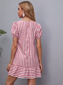 SHEIN Vestido Botón A rayas Casual - Multicolor - Ver 2