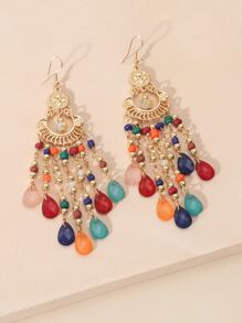 水落流蘇耳墜 - 金黃色 - 查看 2