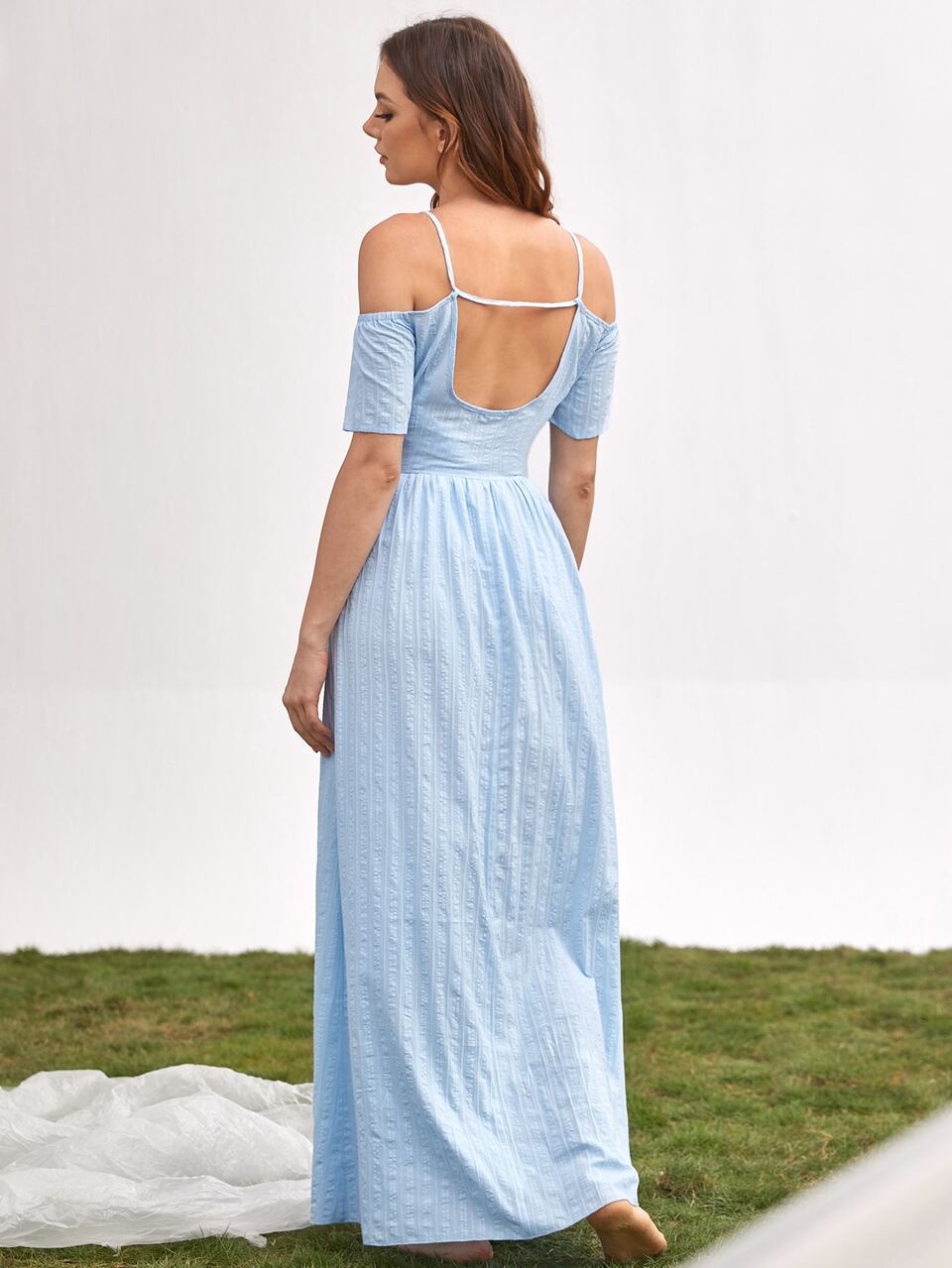 Tie Front Backless Solid Dress