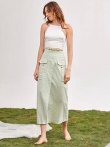 後繫帶素色吊帶短版上衣 - 白色 - 查看 3