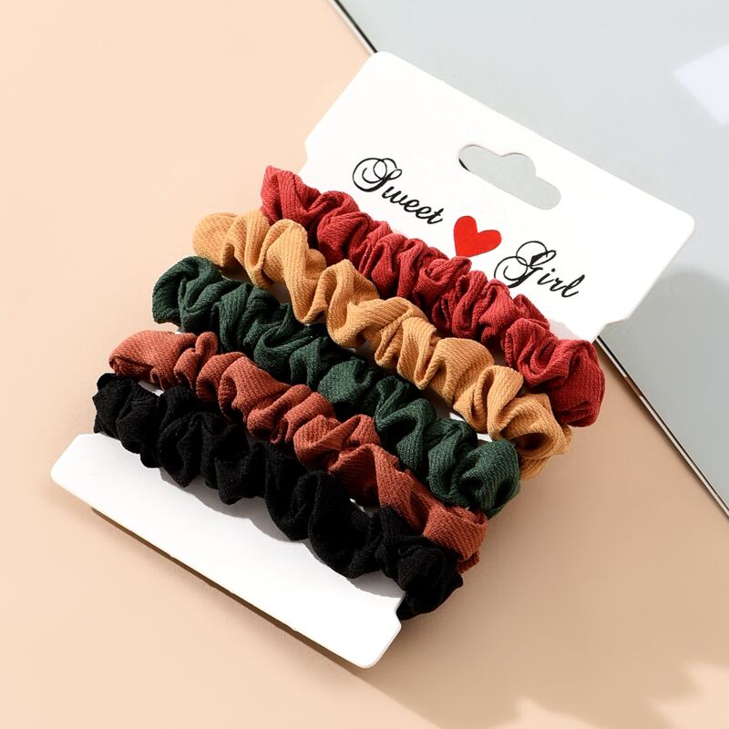 

5pcs Solid Scrunchie, Multicolor
