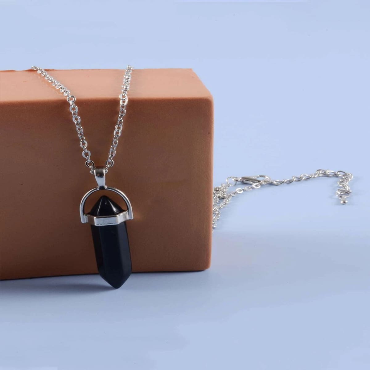 

Guys Stone Pendant Necklace, Black
