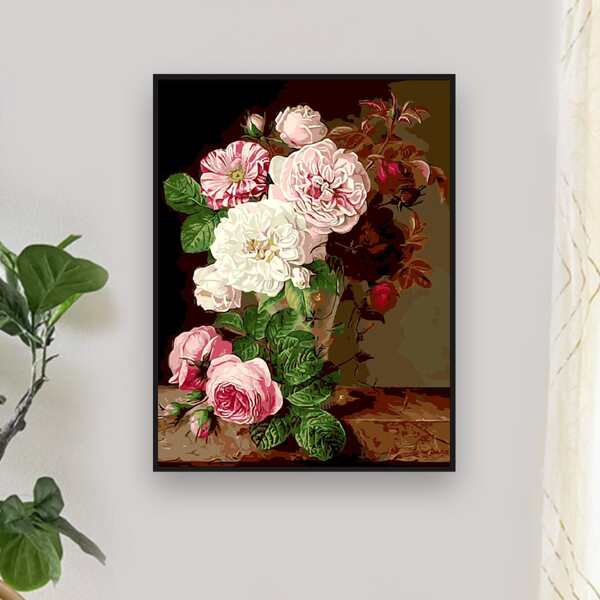 

Flower Print DIY Diamond Unframed Painting, Multicolor