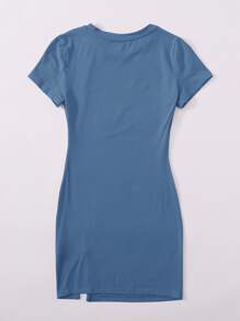 SHEIN EZwear 開衩下擺素色洋裝