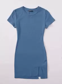 SHEIN EZwear 開衩下擺素色洋裝