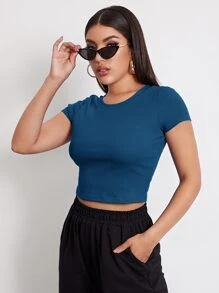 Muchica Rib-knit Crop Top - Teal Blue - View 5