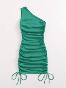 SHEIN BAE Vestido ajustado con nudo lateral fruncido de un hombro