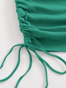 SHEIN BAE Vestido ajustado con nudo lateral fruncido de un hombro