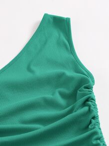 SHEIN BAE Vestido ajustado con nudo lateral fruncido de un hombro