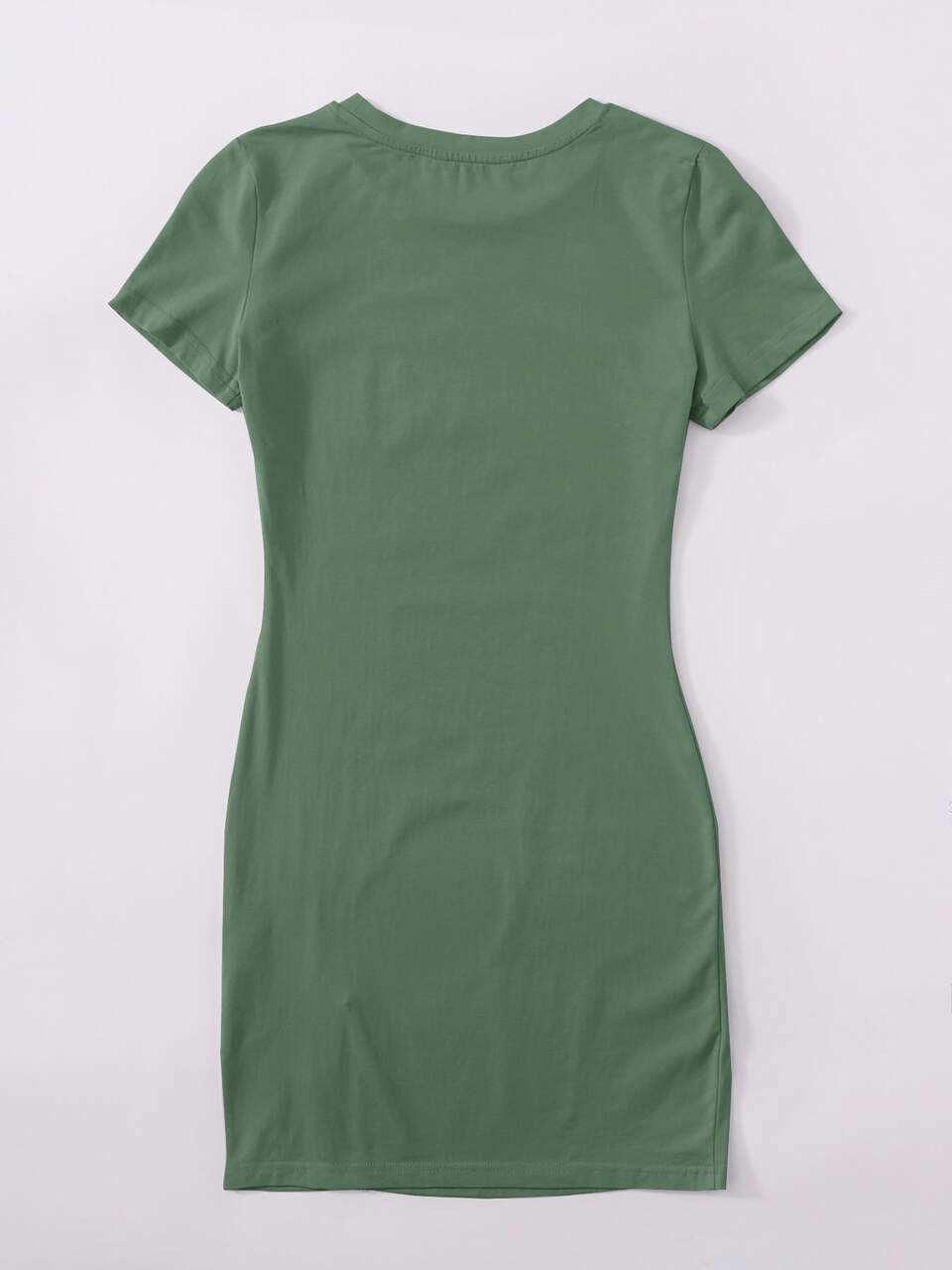 Solid Split Hem T-Shirt Dress