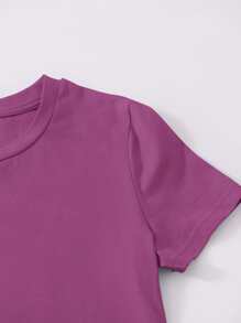 SHEIN EZwear 開衩下擺素色連衣裙 - 紫色 - 查看 4