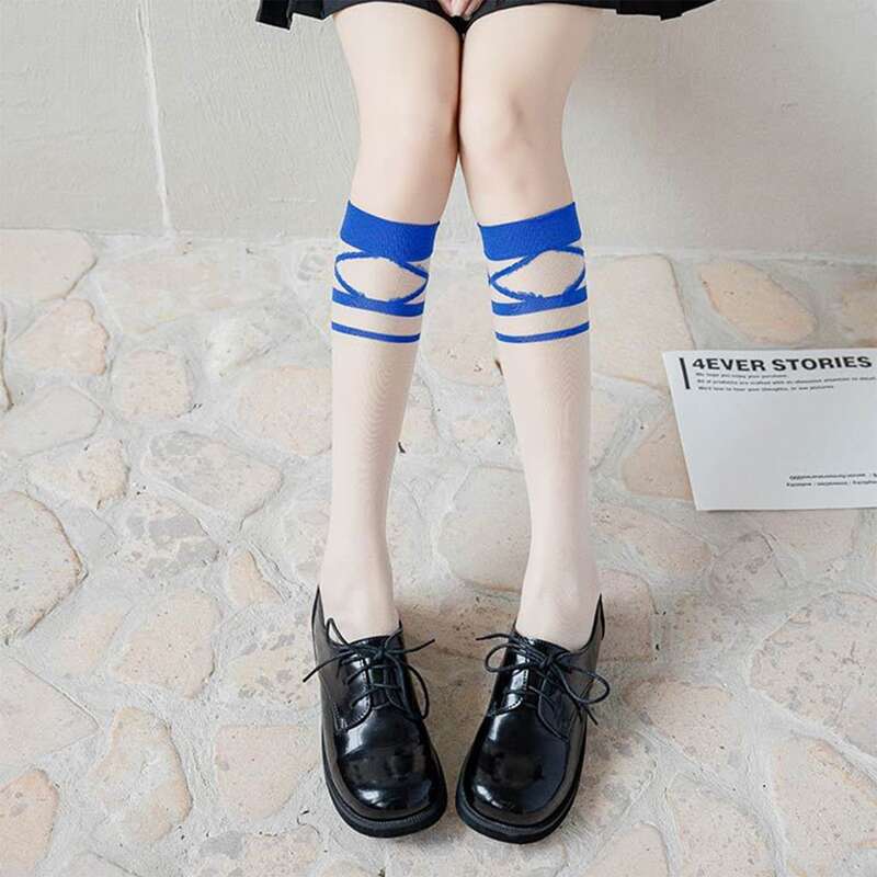 

Striped Over The Calf Socks, Blue