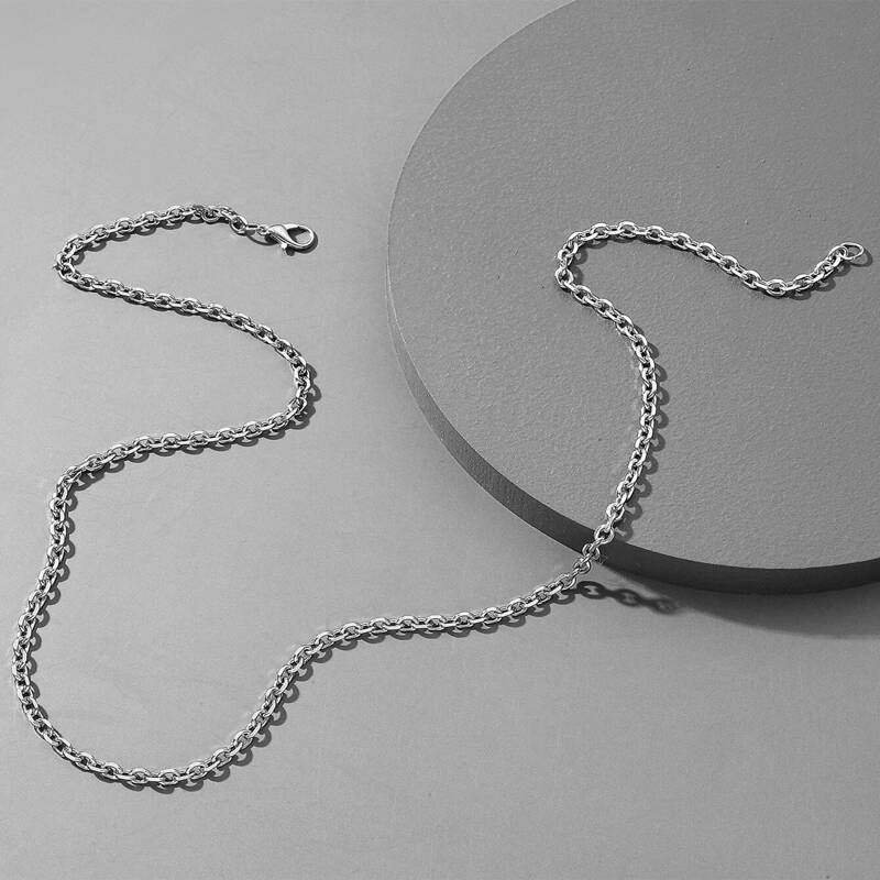 Guys Simple Chain Necklace, Silver