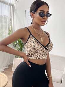 SHEIN Privé Leopard Crop Cami Top - Multicolor - View 3