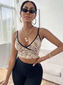 SHEIN Privé Leopard Crop Cami Top - Multicolor - View 4
