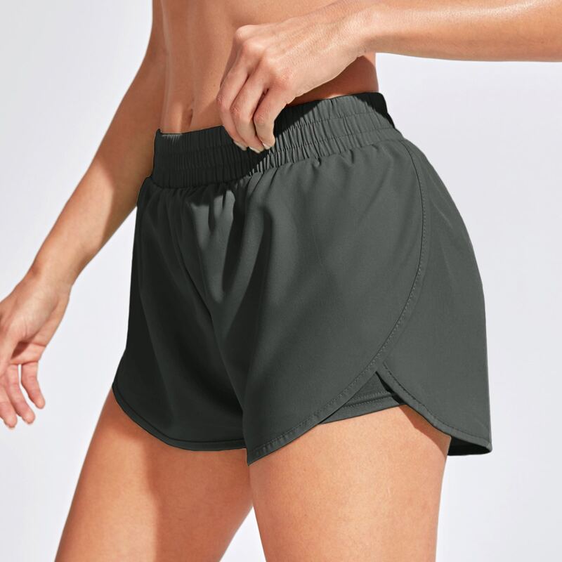 

2 In 1 Tulip Hem Athletic Shorts, Dark grey