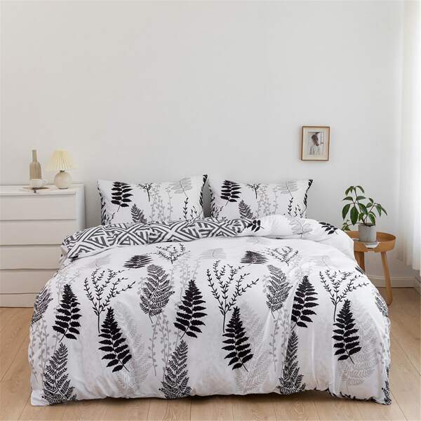 

Plants Print Duvet Cover Set Without Filler, Multicolor