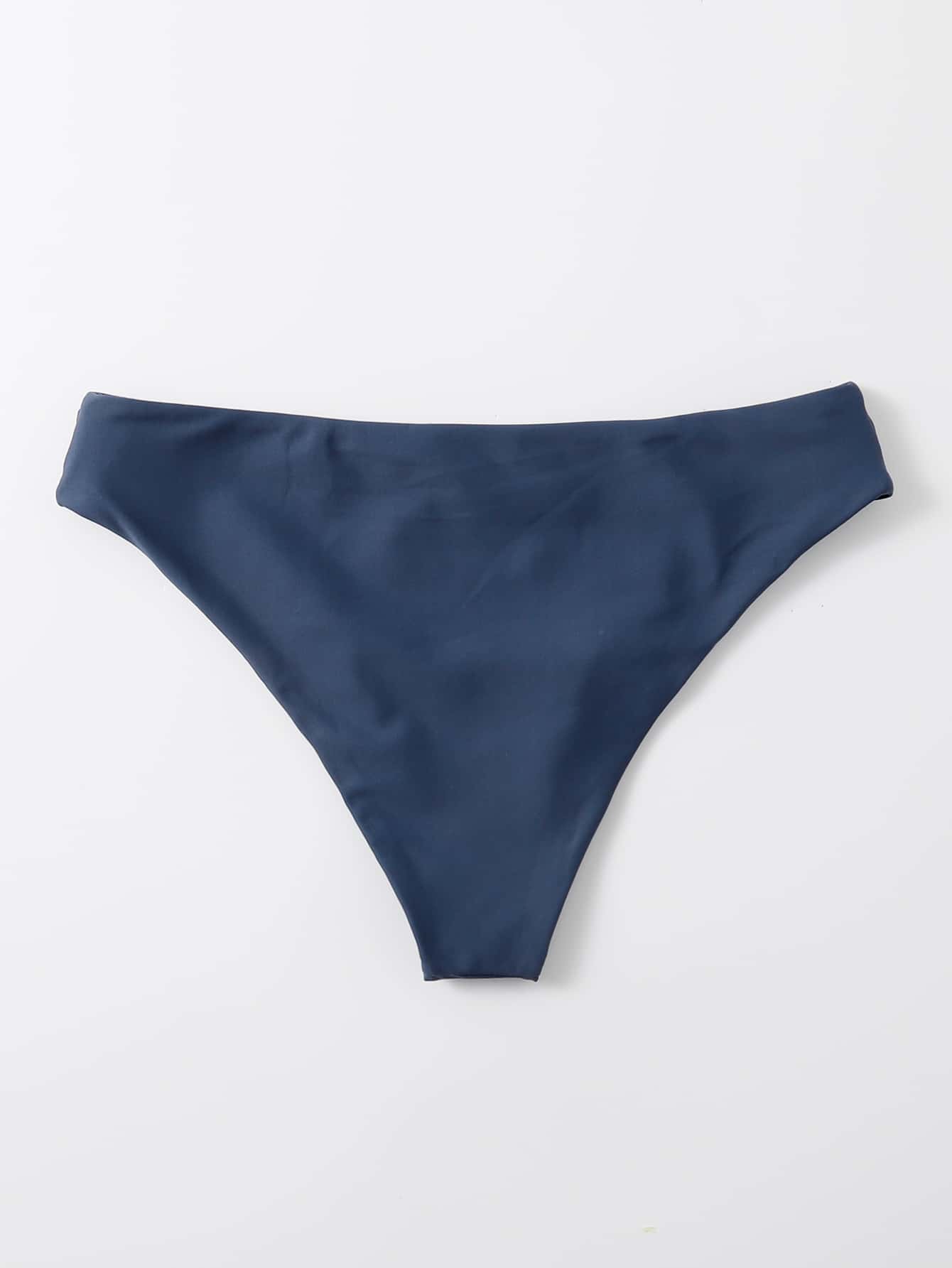 Solid Bikini Panty, For Summer Beach Vacation - Navy Blue - View 2