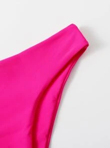 Solid Bikini Panty, For Summer Beach Vacation - Hot Pink - View 4