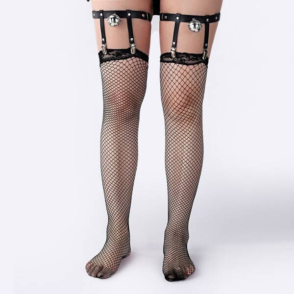 

Bell Decor Garter Belt, Black