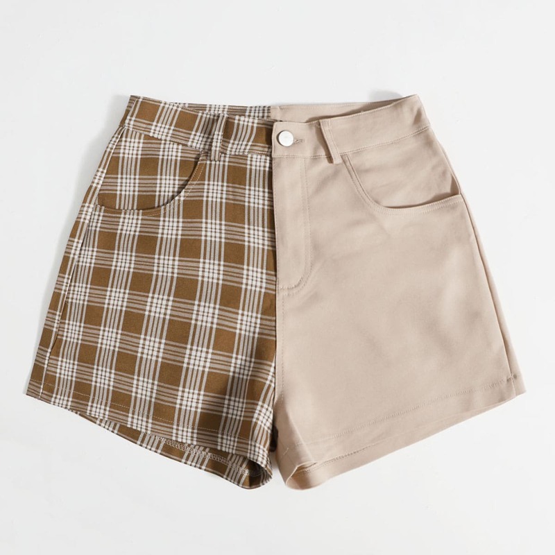

Contrast Plaid Shorts, Multicolor