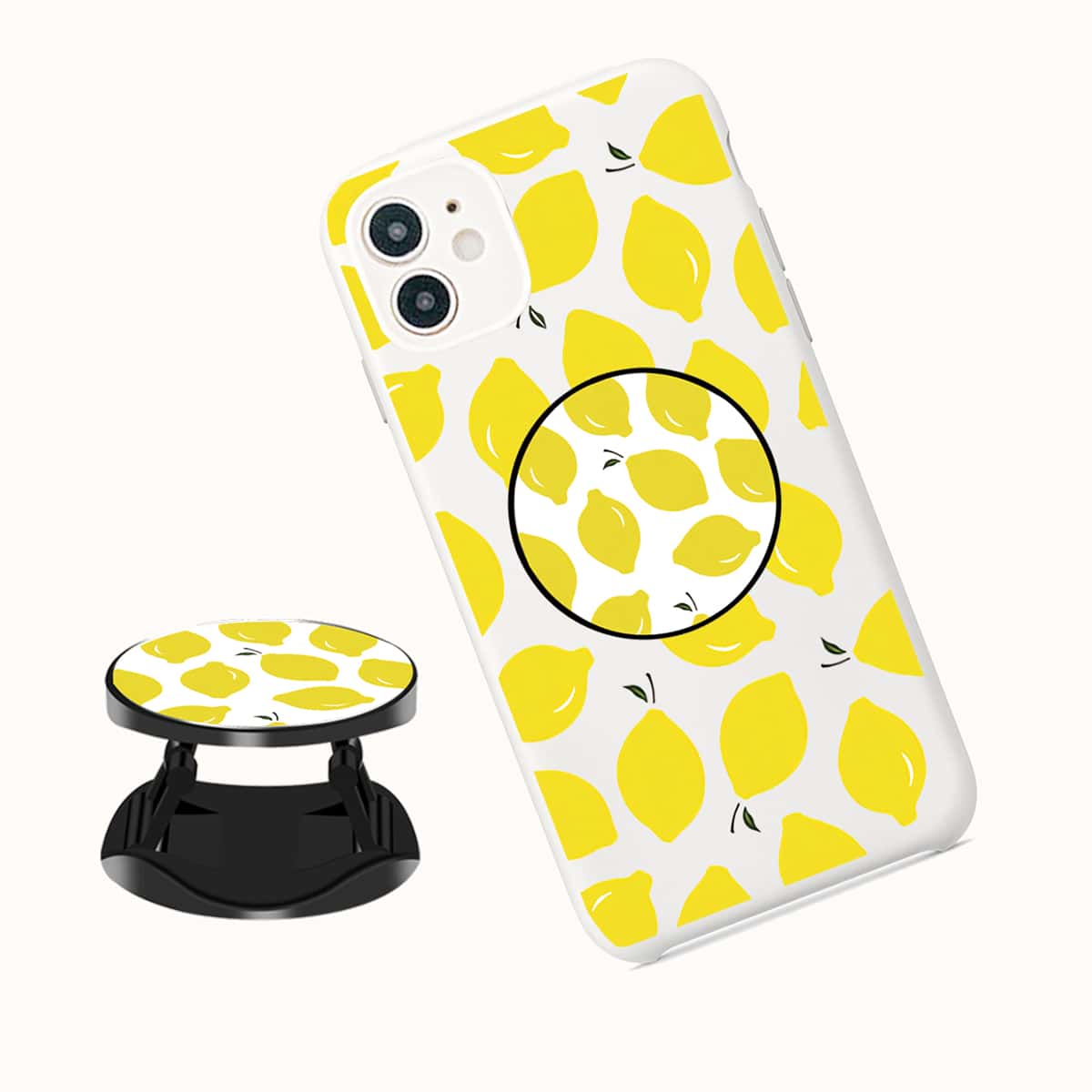 

Lemon Print Phone Case With Holder, Multicolor