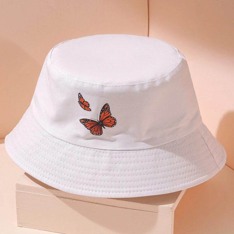 

Butterfly Graphic Bucket Hat, White