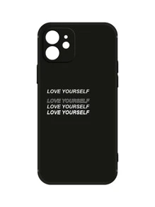 Funda de celular con estampado de letra - Negro - Ver 2