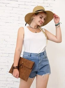 SHEIN LUNE Camiseta Sin Mangas Básica Para Mujer De Talla Grande - Blanco - Ver 5