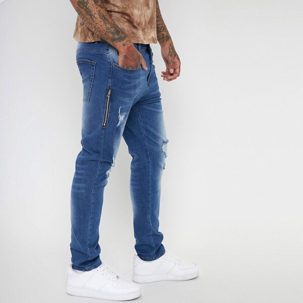 

Men Cat Whisker Ripped Jeans, Medium wash