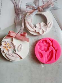 1 件 DIY 花朵石膏模具，圆形粉色硅胶模具，适用于 DIY 工艺品