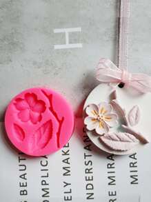 1 件 DIY 花朵石膏模具，圆形粉色硅胶模具，适用于 DIY 工艺品