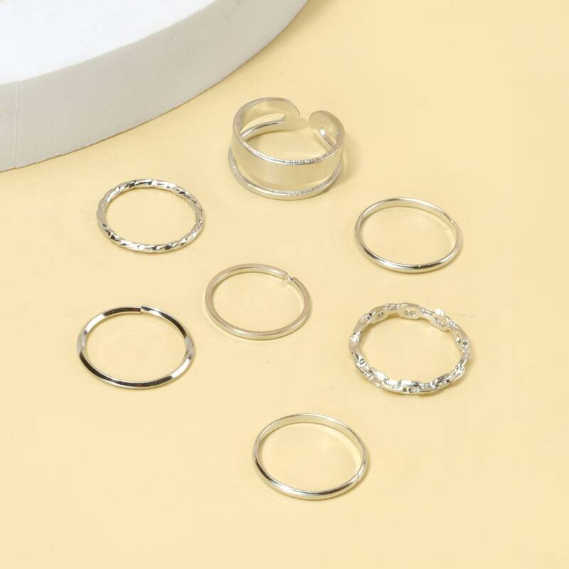 

7pcs Minimalist Ring, Silver
