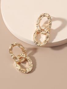 Geo Drop Earrings - Yellow Gold - View 2