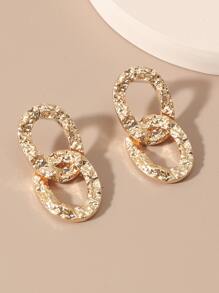 Geo Drop Earrings - Yellow Gold - View 3