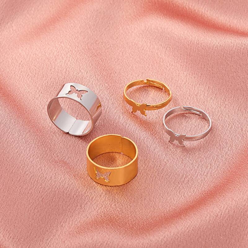 

4pcs Butterfly Decor Ring, Multicolor