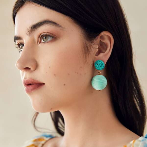 

Ball Charm Drop Earrings, Blue