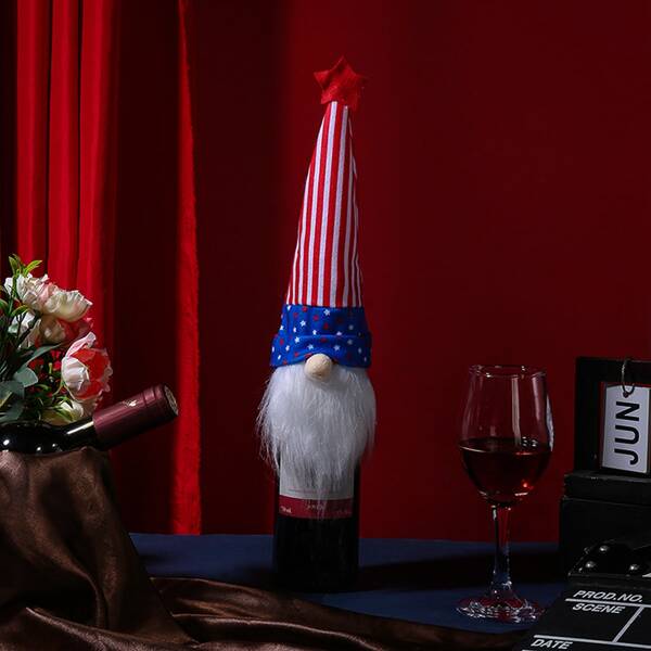 

1pc Independence Day Cartoon Wine Bottle Cover, Multicolor