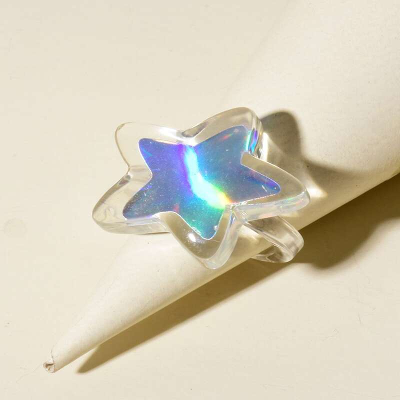 

Holographic Star Ring, White