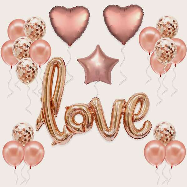 

22pcs Romantic Decorative Balloon Set, Rose gold