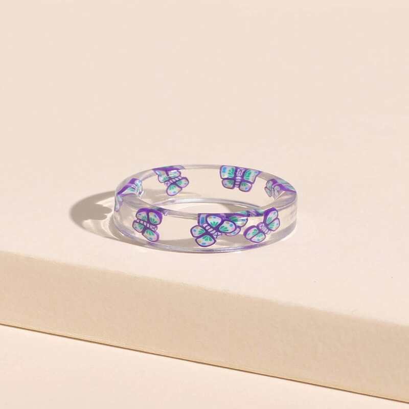 

Butterfly Clear Ring, Purple
