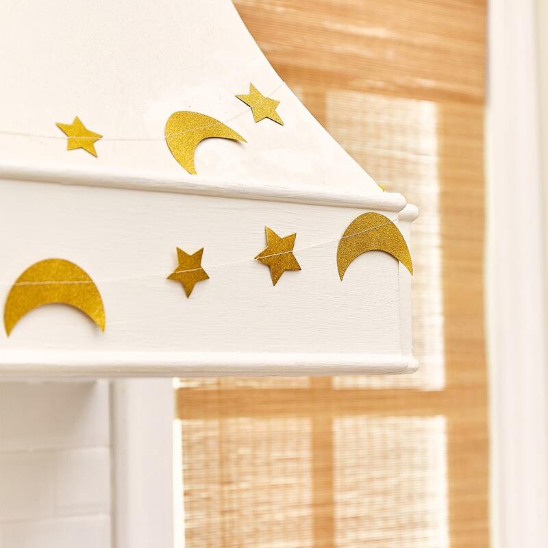

1pc Moon & Star Design Hanging Decoration, Gold