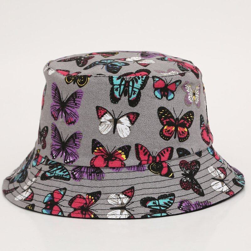 

Butterfly Pattern Bucket Hat, Grey