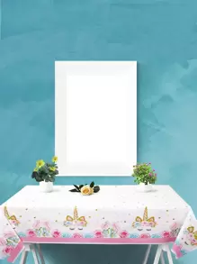 卡通獨角獸印花一次性桌布生日派對可愛塑料桌布 - 彩色 - 查看 2