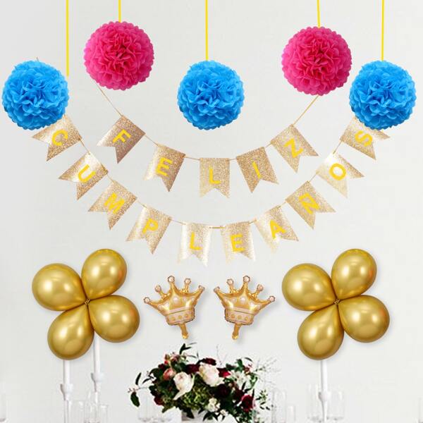 

19pcs Birthday Decorative Balloon Set, Multicolor